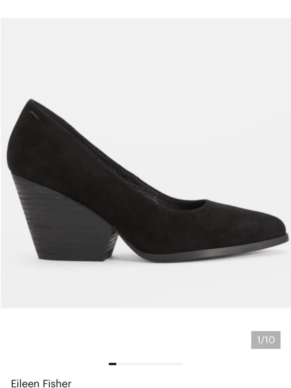 Eileen Fisher Hawk Block Black Suede Pump Heel Sz 8